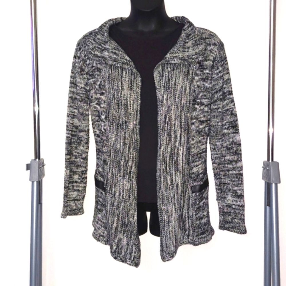 Pink Angel Love Gray Sweater w/ Black Faux Leather Trim Plus Size 3xl